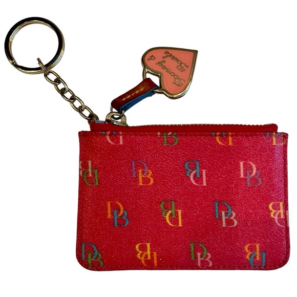 Dooney & Bourke Handbags - Dooney & Bourke Y2K Vintage Pink Coin Pouch Rainbow Zipper w/ Tag Keychain